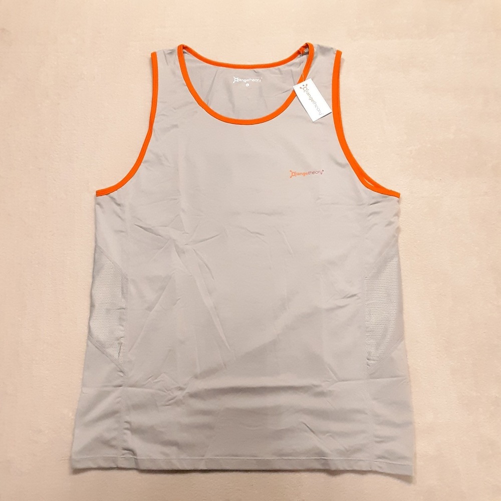 Orange Theory Fitness Mens Coach Contrast Trim Tank Top Large Gray Sleeveless